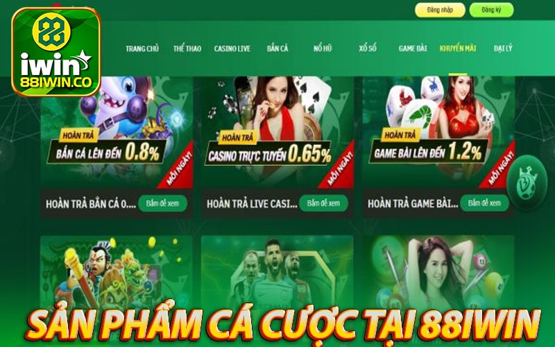 Một số sản phẩm cá cược mà nhà cái 88iwin cung cấp