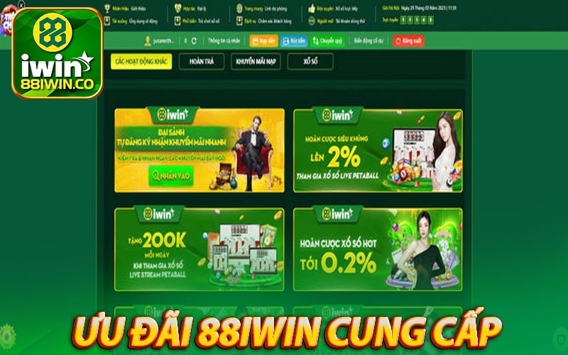 Một số ưu đãi mà nhà cái 88iwin cung cấp